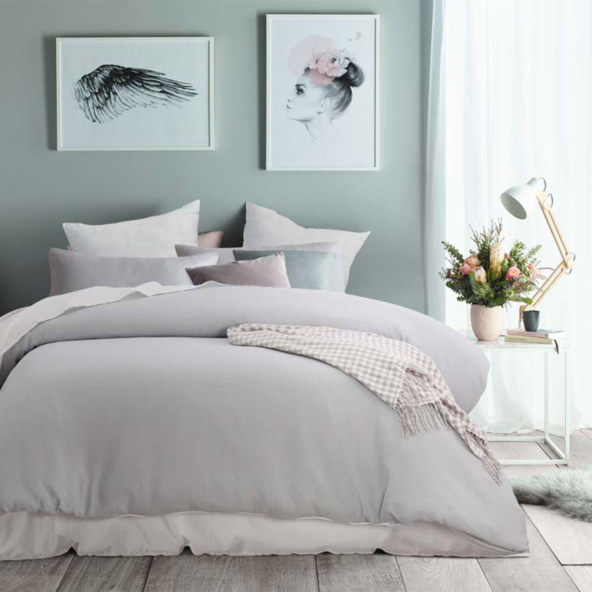 Accessorize Silver Waffle Quilt Cover Set Single - Lightweight Polyester Comfort - SuperSaverAU - view 1