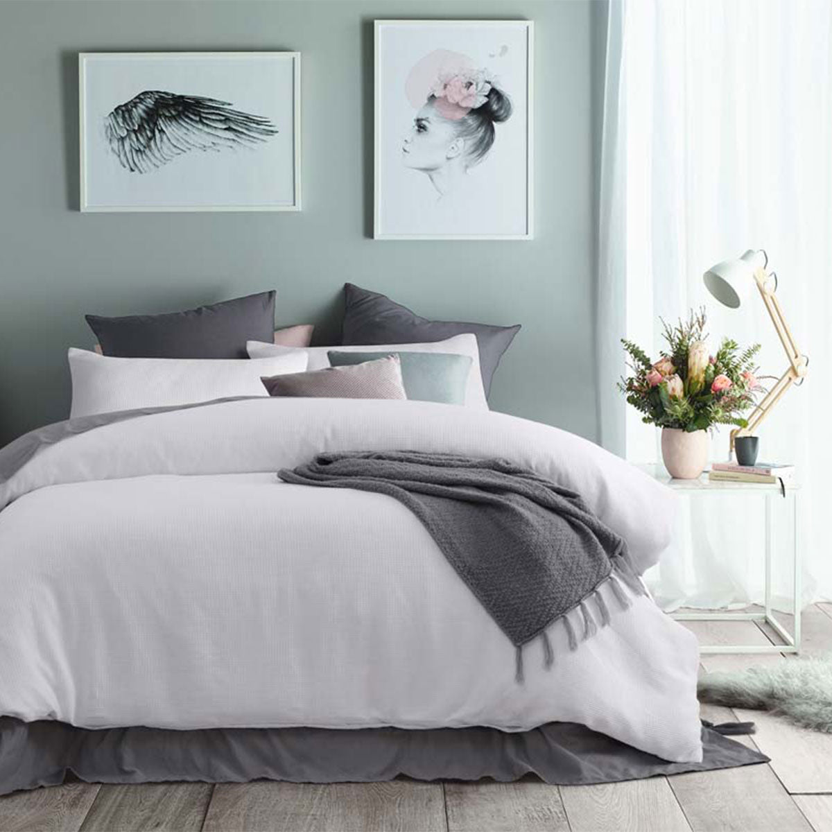 Accessorize White Waffle Polyester Quilt Cover Set Single - Lightweight Comfort - SuperSaverAU - view 1
