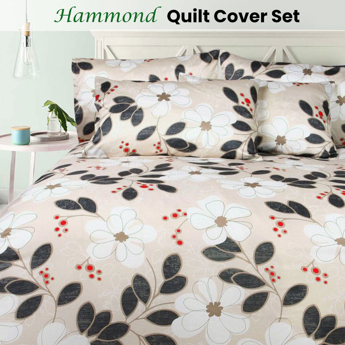Big Sleep Floral Print Microfibre Quilt Cover Set DOUBLE - 180cm x 210cm - SuperSaverAU - view 2