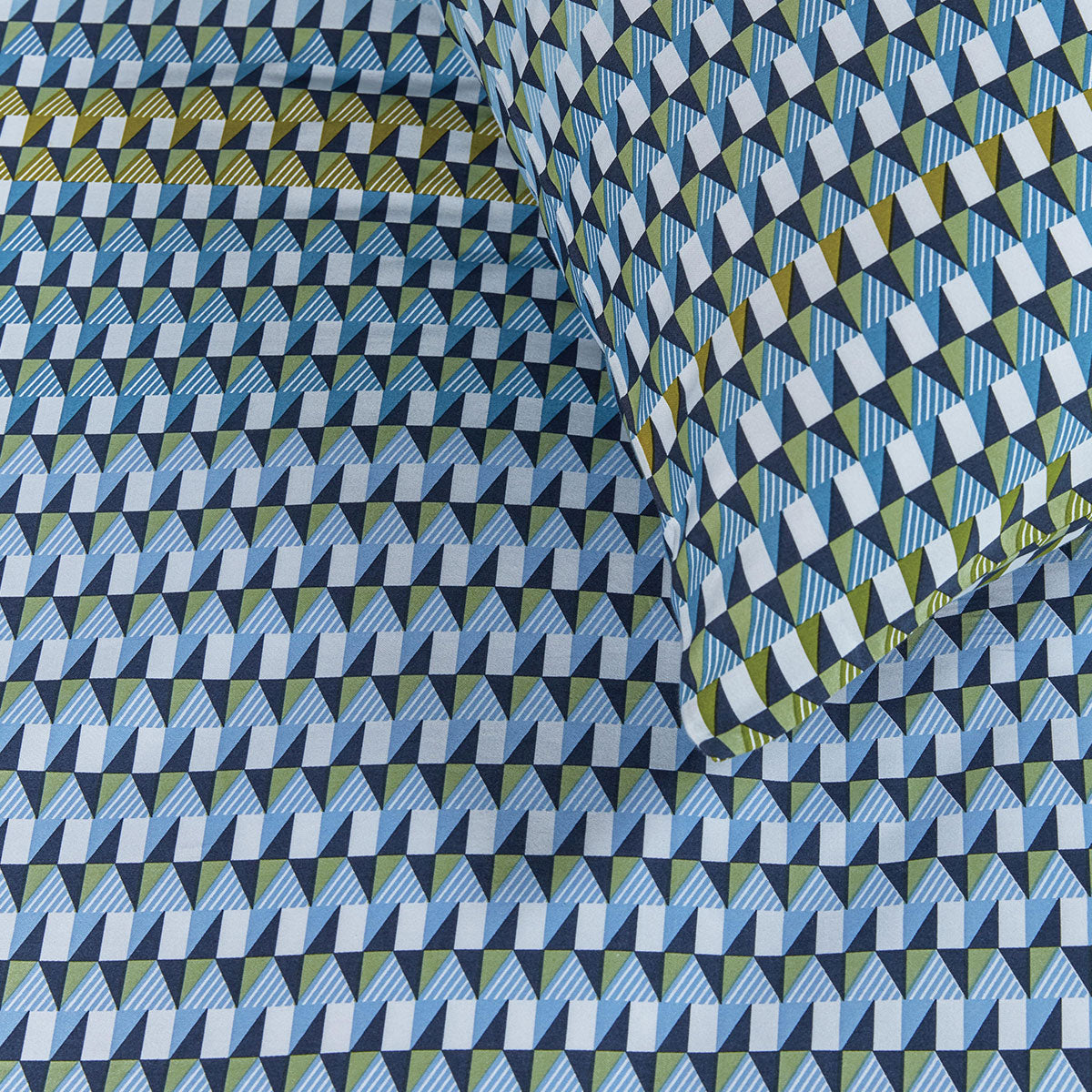 Bedding House Rhythm Blue Green Cotton Sateen Quilt Cover Set King - Geometric Print, 220 TC - SuperSaverAU - view 2