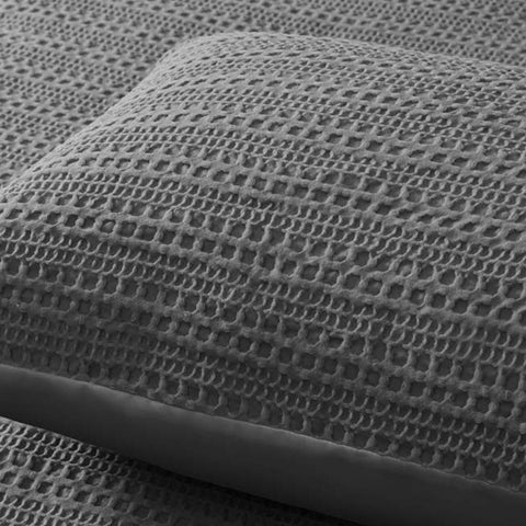 Accessorize Soho Waffle Dark Grey Quilt Cover Set King - Textured Design - SuperSaverAU - view 1