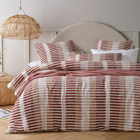 Vintage Design Homewares Tempo Red Quilt Cover Set Cotton Queen - SuperSaverAU - view 1