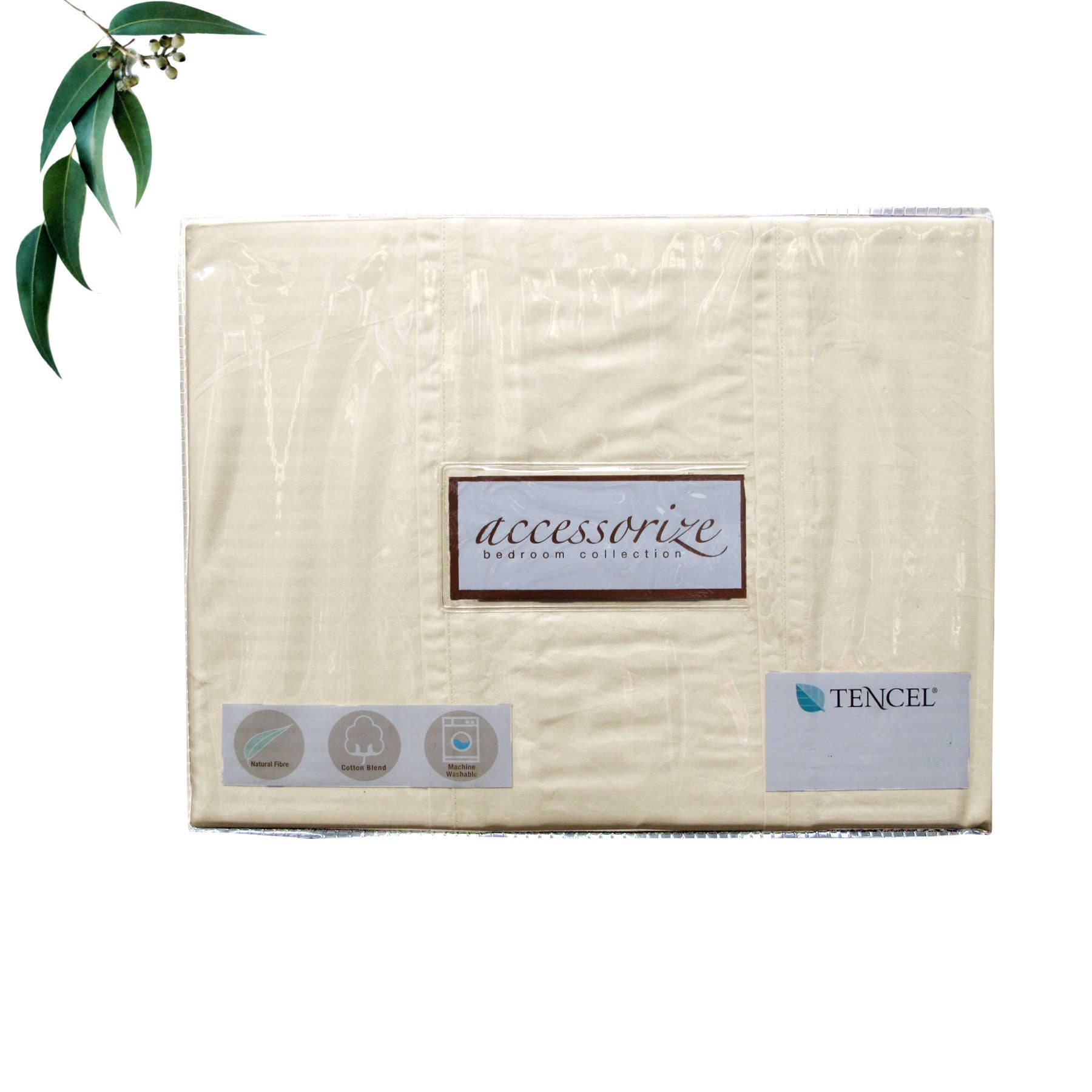 Accessorize Tencel Cotton Blend Quilt Cover King - Buttons, Pintucking Design, Cream - SuperSaverAU - view 1