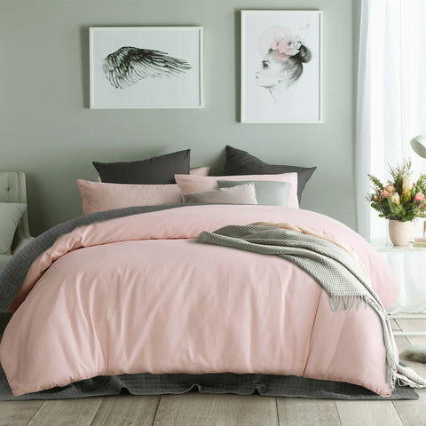Accessorize Waffle Blush Cotton Quilt Cover Set King - 100% Cotton, Waffle Weave - SuperSaverAU - view 1