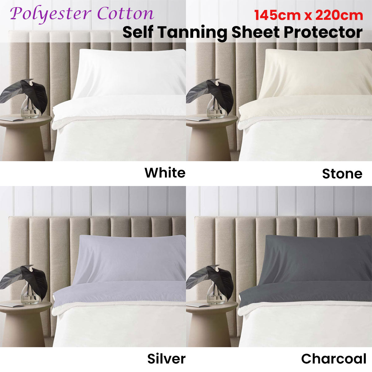 Accessorize Self Tanning Polyester Cotton Sheet Protector 145cm x 220cm Stone - SuperSaverAU - view 2