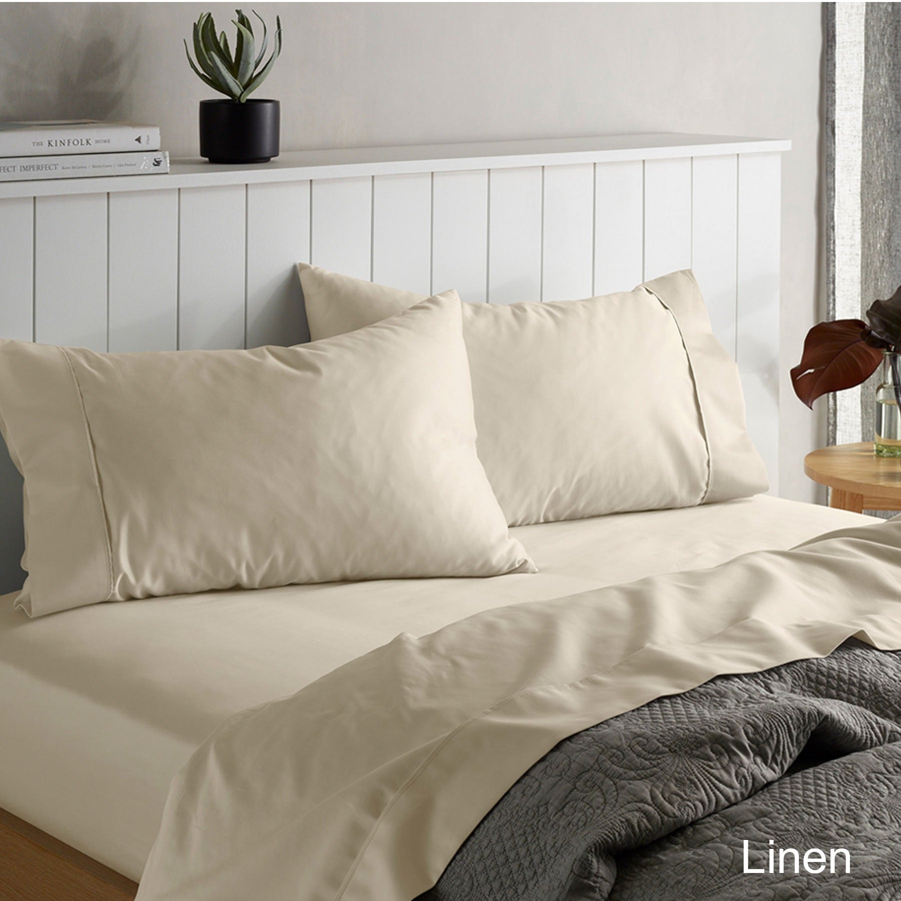 Accessorize 1500TC Cotton Rich Sheet Set Linen King - Solid Colour, Machine Washable - SuperSaverAU - view 1