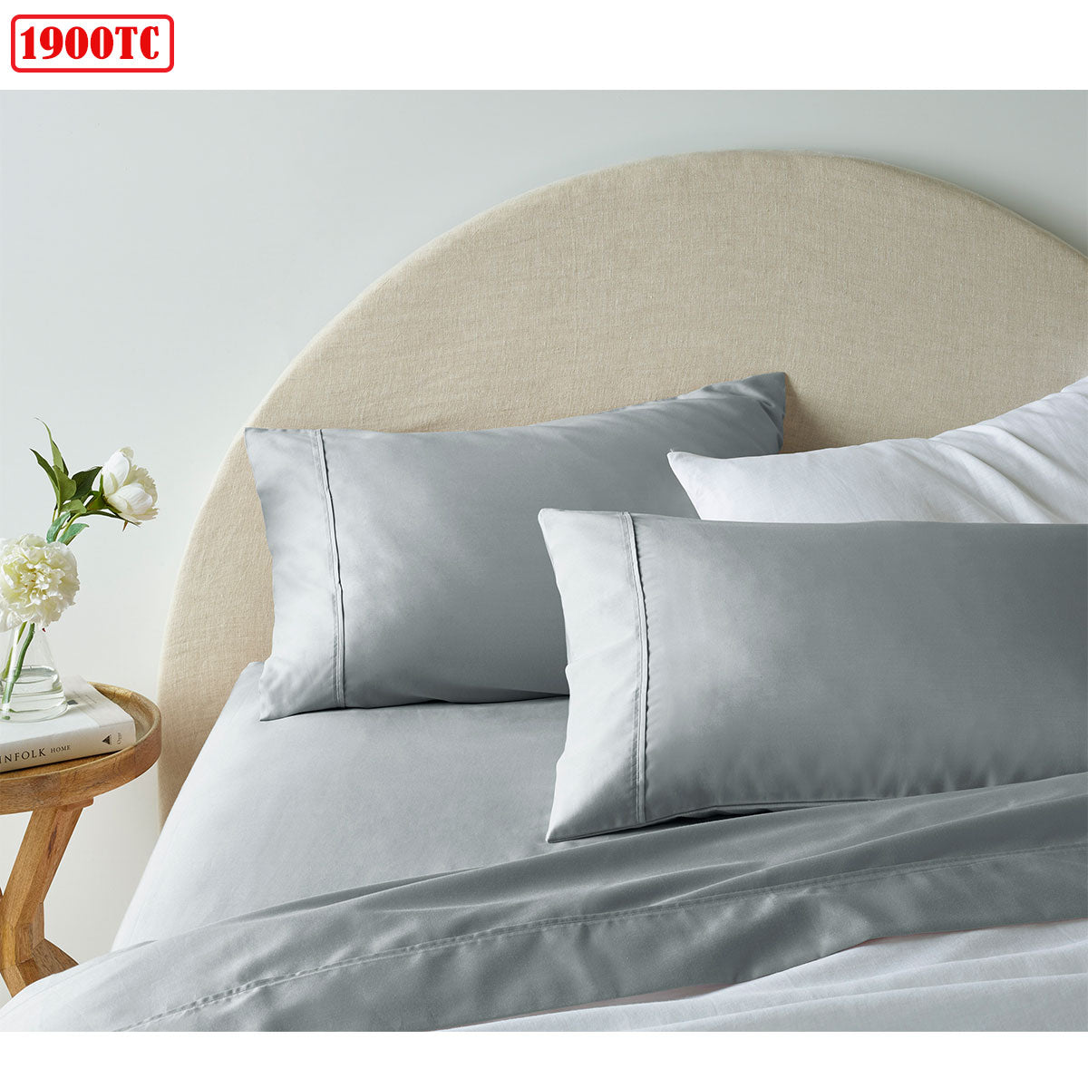 Accessorize 1900TC Cotton Rich Sheet Set Grey King - Luxurious Soft Polyester Cotton - SuperSaverAU - view 1