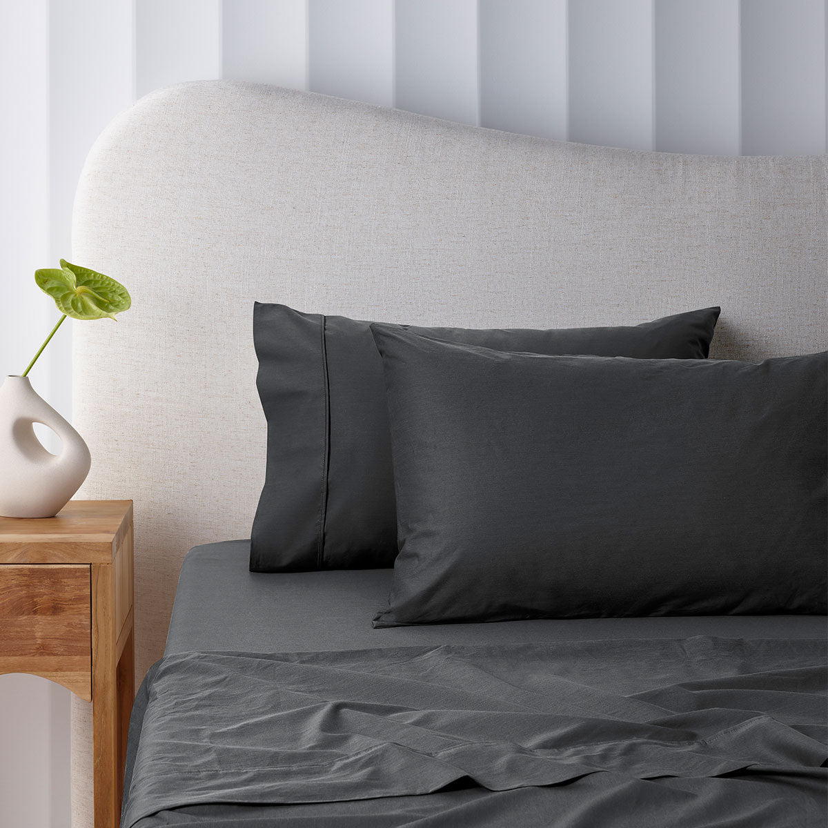 Accessorize 400TC Charcoal Bamboo Cotton Sheet Set 40cm Wall Double - Hypoallergenic, Soft Finish - SuperSaverAU - view 1