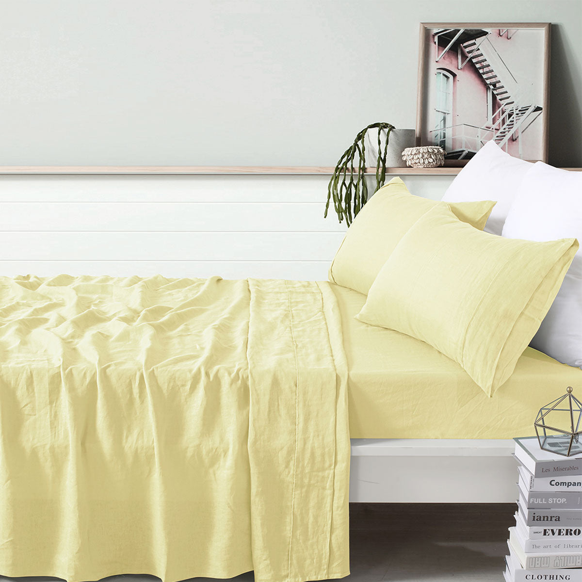 Vintage Design Homewares 100% Linen Butter Sheet Set King - Breathable & Cozy - SuperSaverAU - view 1