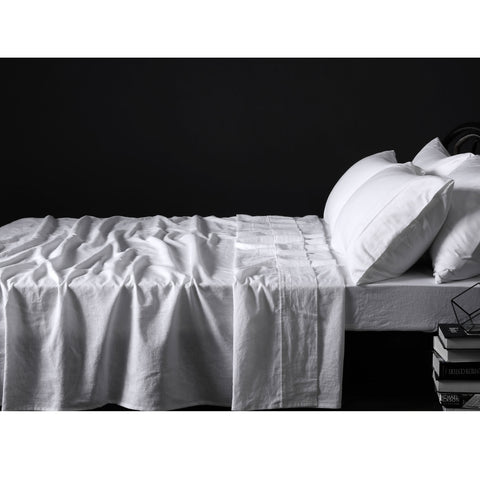 Vintage Design Homewares 100% Linen White Sheet Set Double - Luxurious, Easy Care - SuperSaverAU - view 1