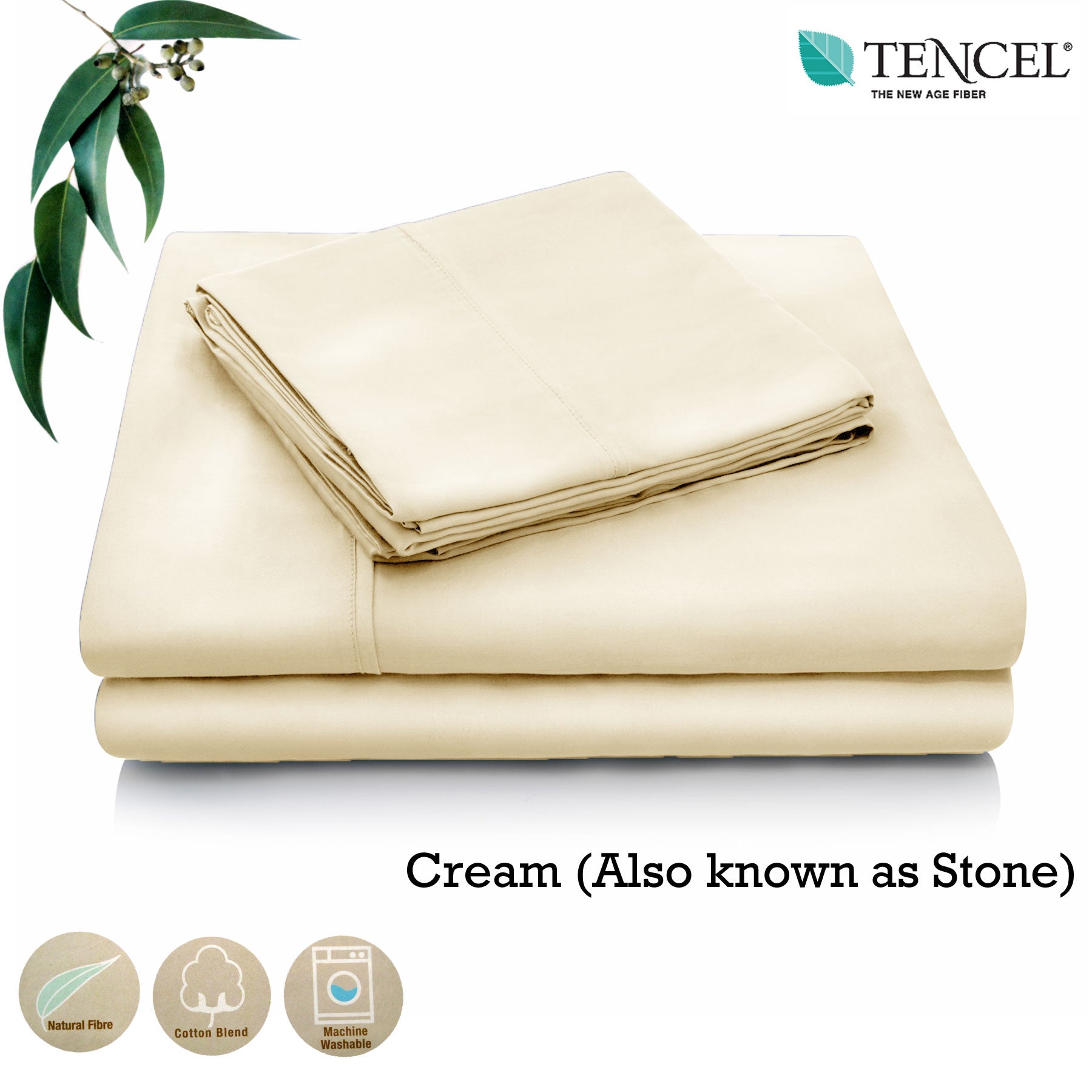 Accessorize Tencel Cotton Blend Sheet Set Cream Single - Eco-Friendly, Machine Washable - SuperSaverAU - view 1