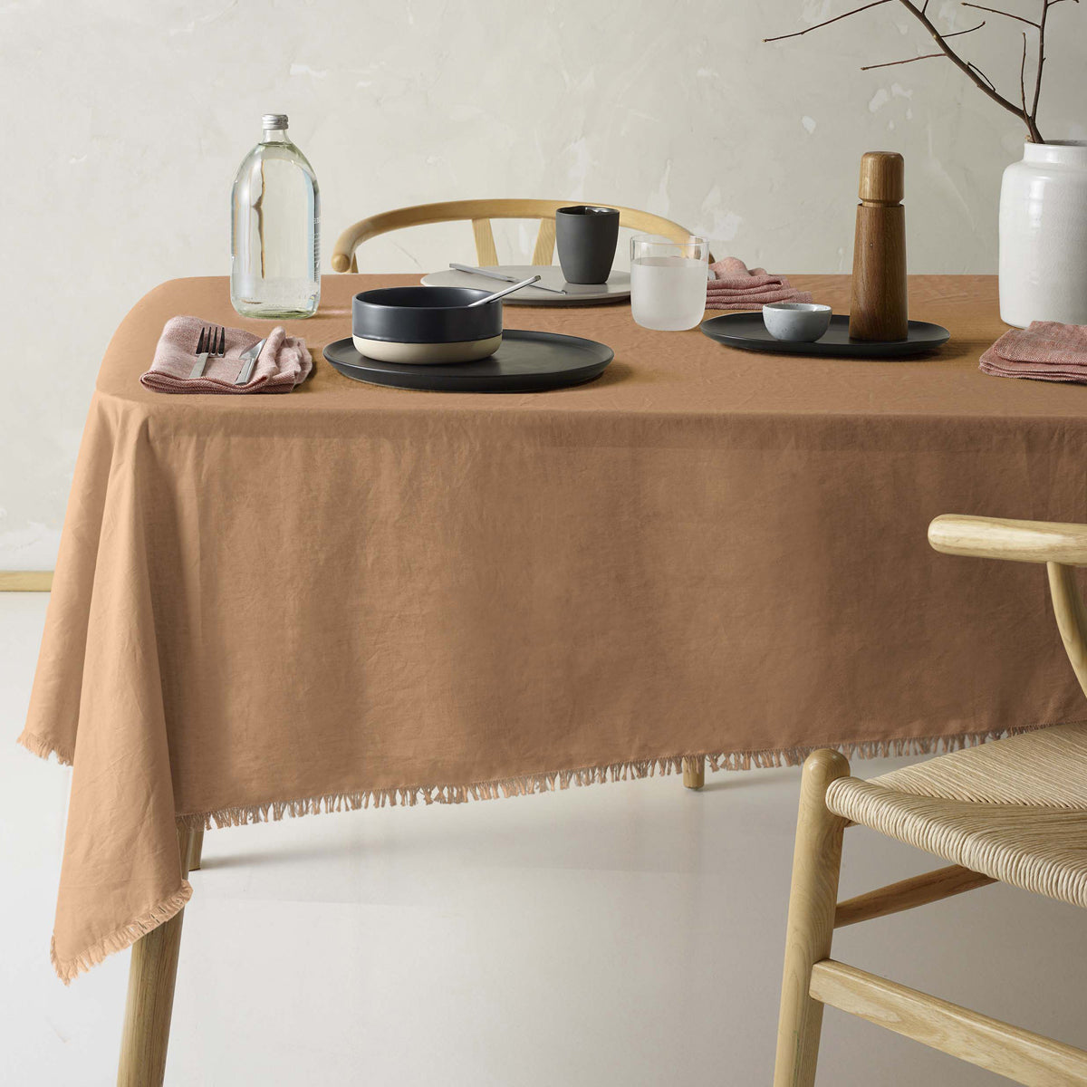Vintage Design Homewares Gypsy Terracotta Tablecloth 150cm x 230cm with Fringe - SuperSaverAU - view 1