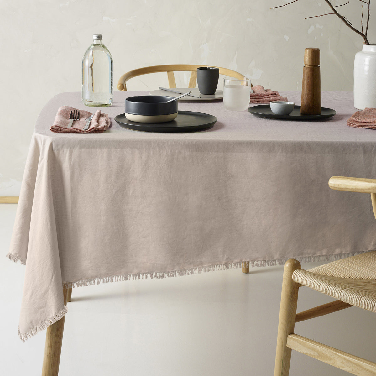 Vintage Design Homewares Gypsy Natural Fringed Tablecloth 150cm x 275cm - SuperSaverAU - view 1