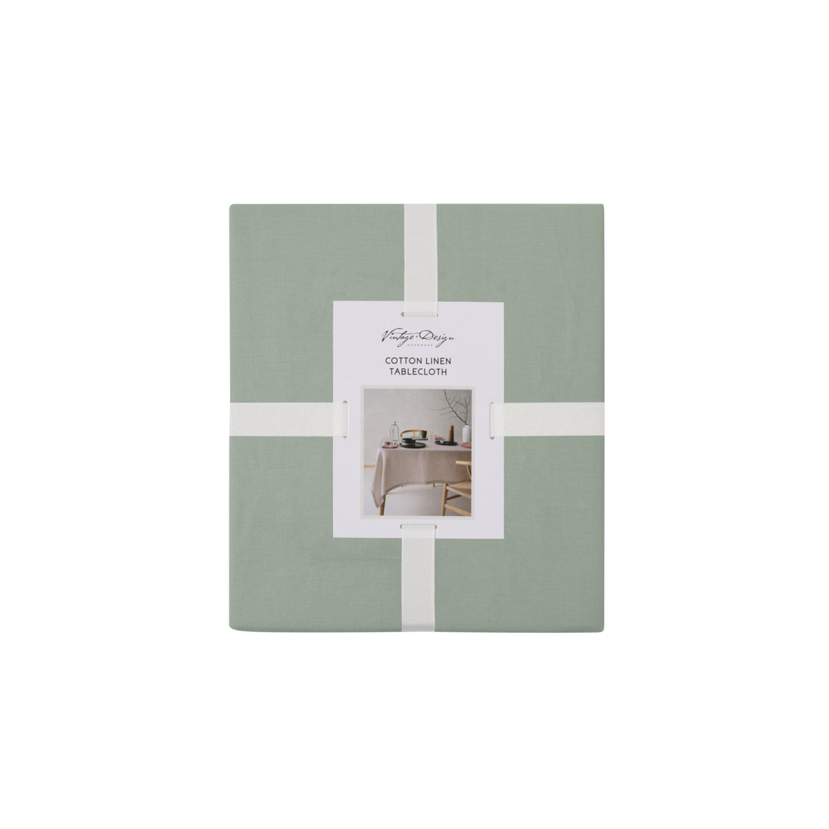 Vintage Design Homewares Helm Green Washed Linen Cotton Tablecloth 180cm Diameter - SuperSaverAU - view 3