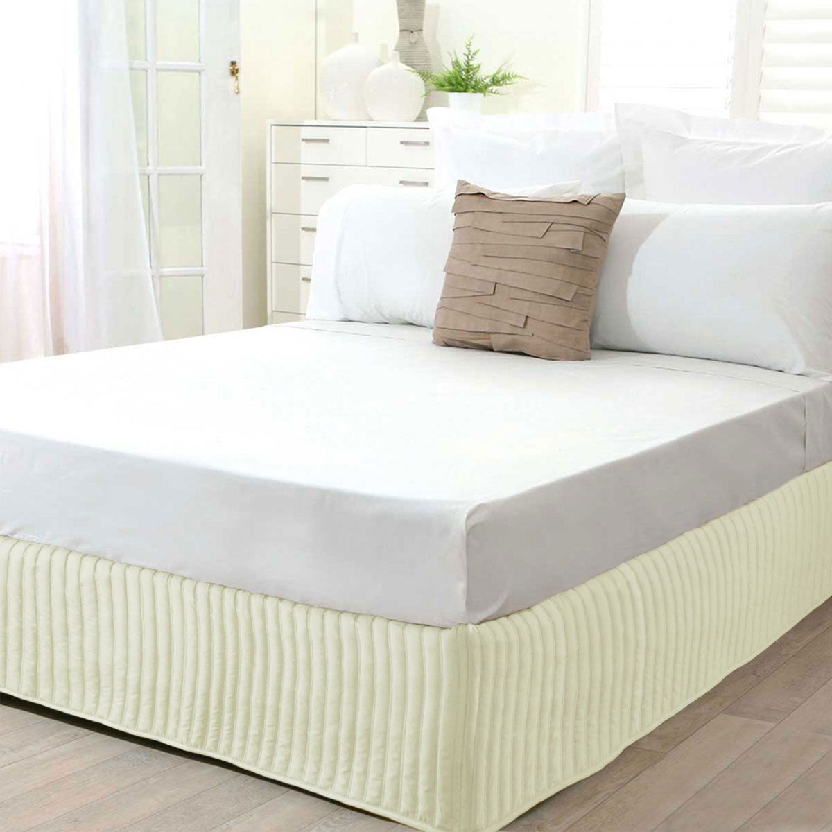 Big Sleep Cream Polyester Quilted Valance 137 x 203 + 33 cm, Machine Washable - SuperSaverAU - view 1