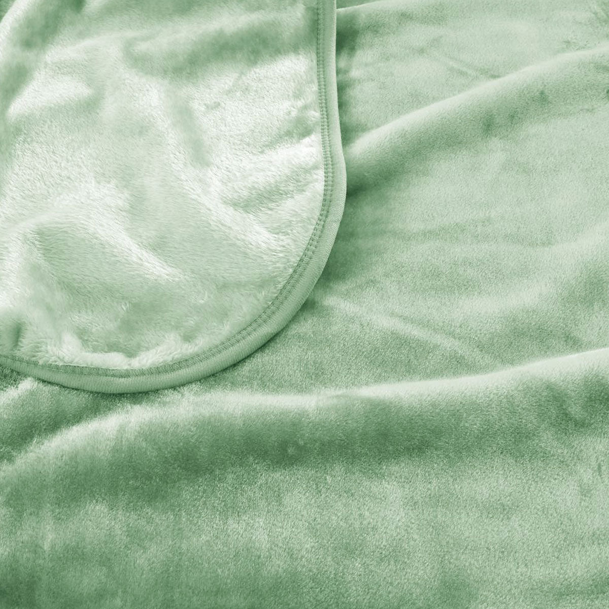 J.elliot 450gsm Solid Faux Mink Blanket 220 x 240 cm - Sage, Soft Polyester - SuperSaverAU - view 2