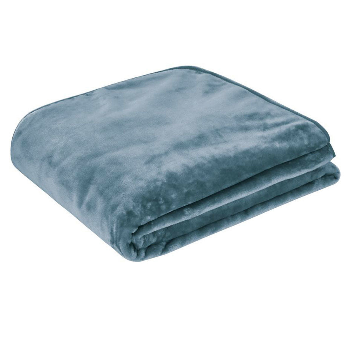 J.elliot Solid Faux Mink Blanket 220 x 240 cm 450gsm Steel Blue - SuperSaverAU - view 1