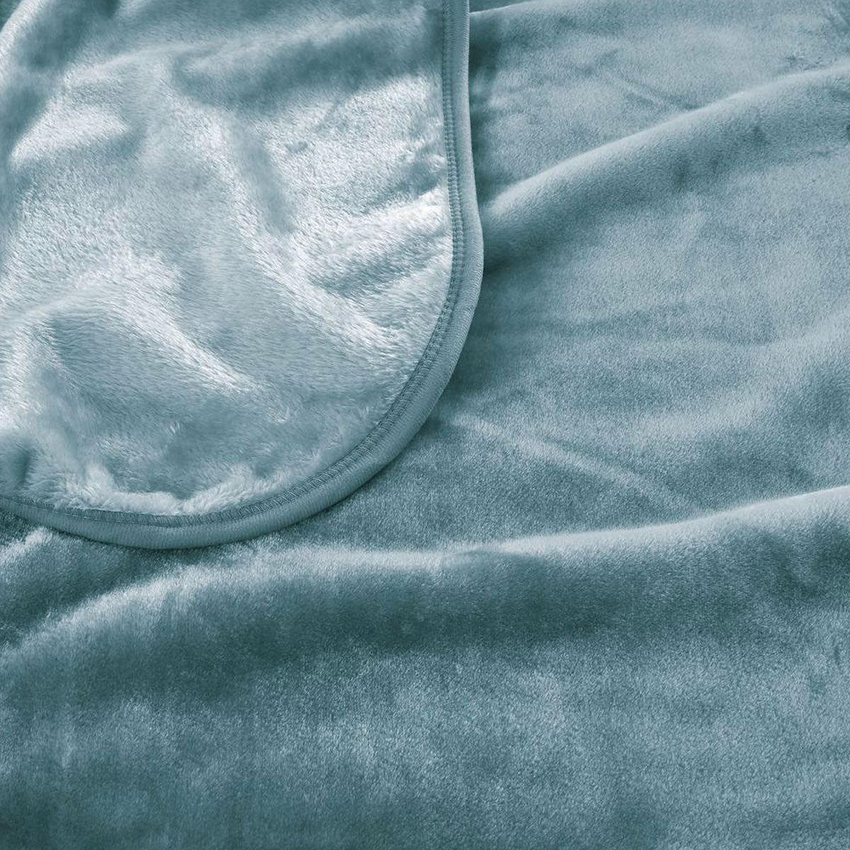 J.elliot Solid Faux Mink Blanket 220 x 240 cm 450gsm Steel Blue - SuperSaverAU - view 2