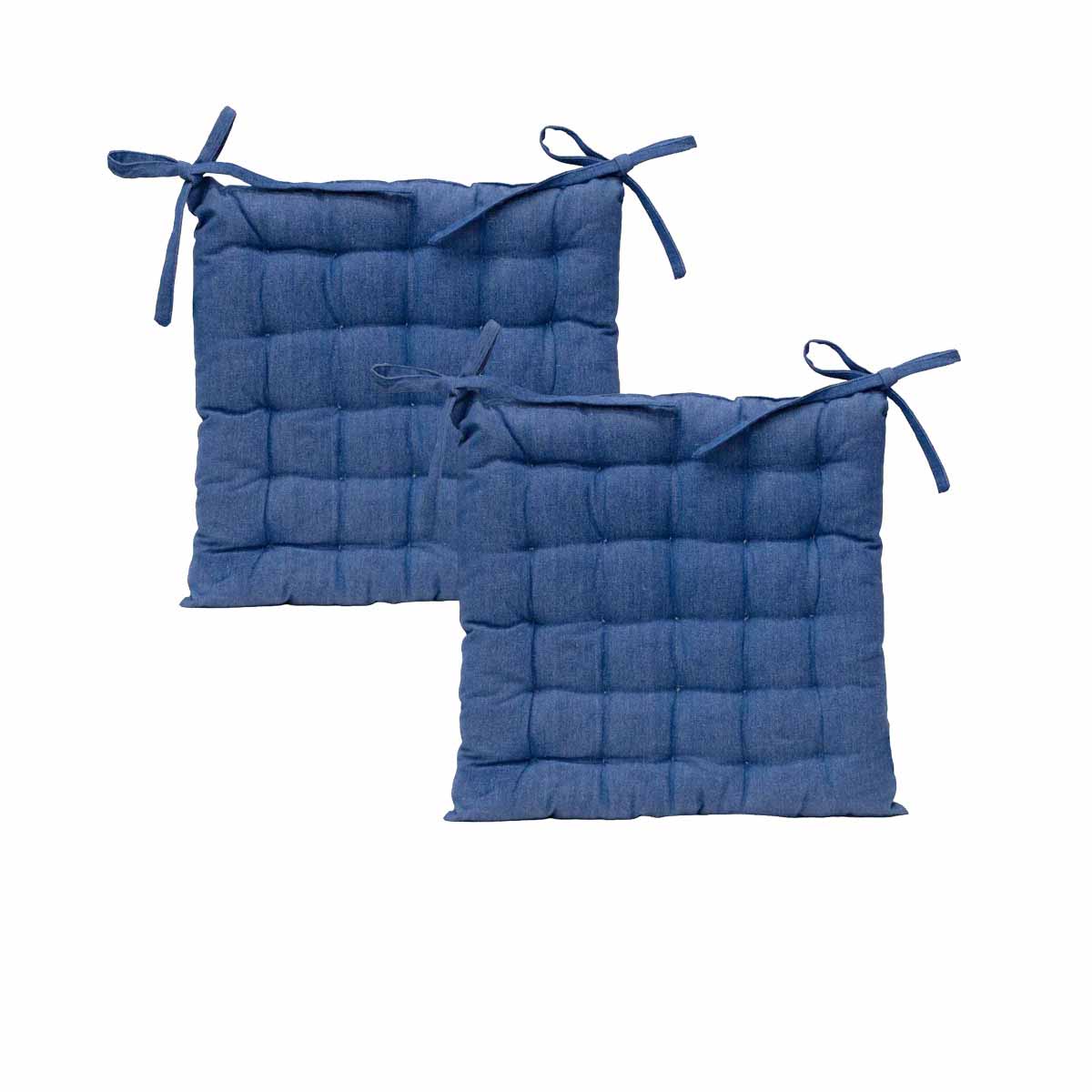 J Elliot Home Outdoor Cotton Chair Pads - Solid Blue, 2 Pack