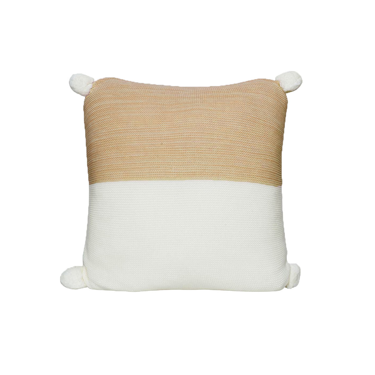 J.Elliot Home Calgary Knit Filled Cushion 50 x 50 cm - Mustard, Pompom Edge - SuperSaverAU - view 1