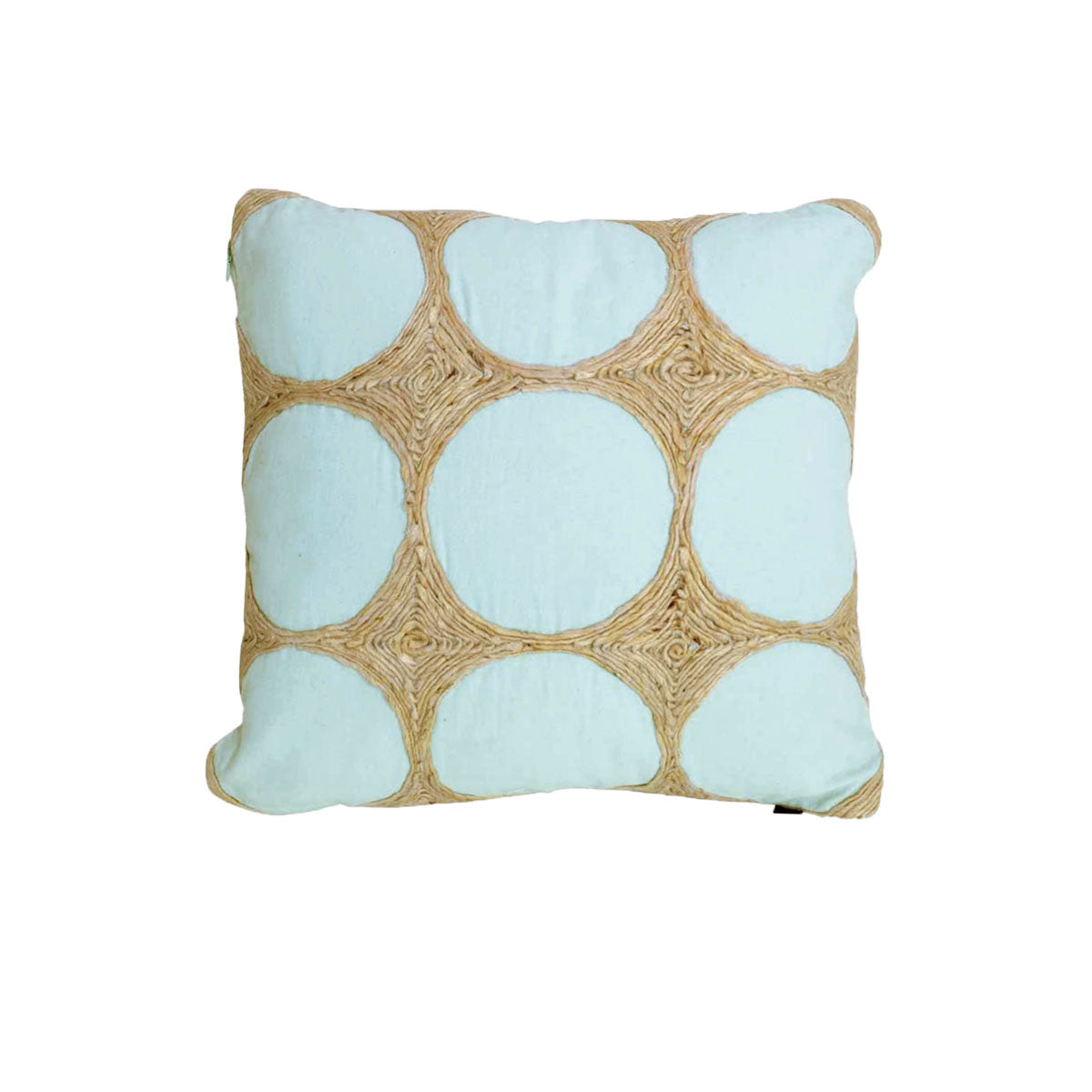 J.elliot Napoleon Jute Appliqued Filled Cushion 43 x 43 cm - Blue & Natural - SuperSaverAU - view 1