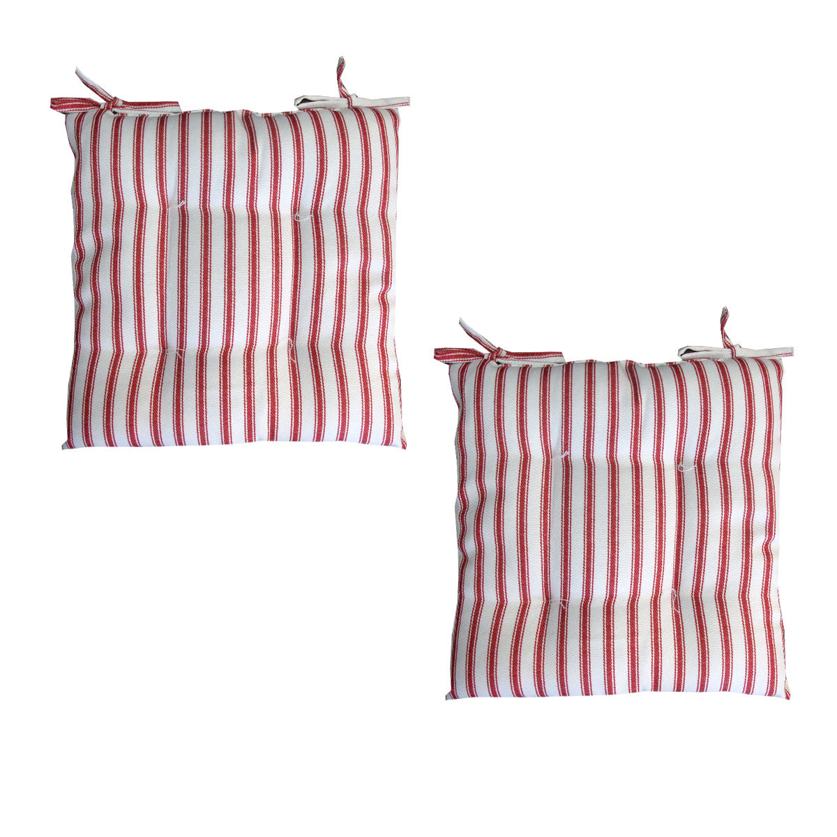 Outdoor Polyester Striped Chair Pads Set of 2 40 x 40cm White Red - SuperSaverAU - view 1