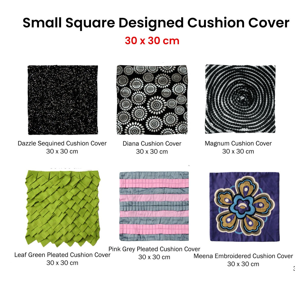 Diana Small Designed Square Cushion Cover 30 x 30 cm - Black, White, Metallic Print - SuperSaverAU - view 3