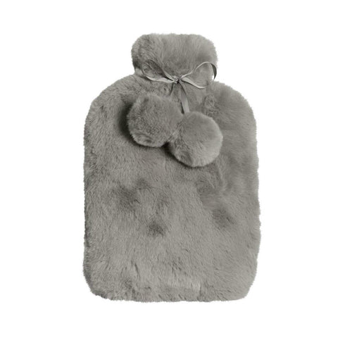J.Elliot Amara Hot Water Bottle with Super Plush Faux Fur Cover Grey 37x22 cm - SuperSaverAU - view 1