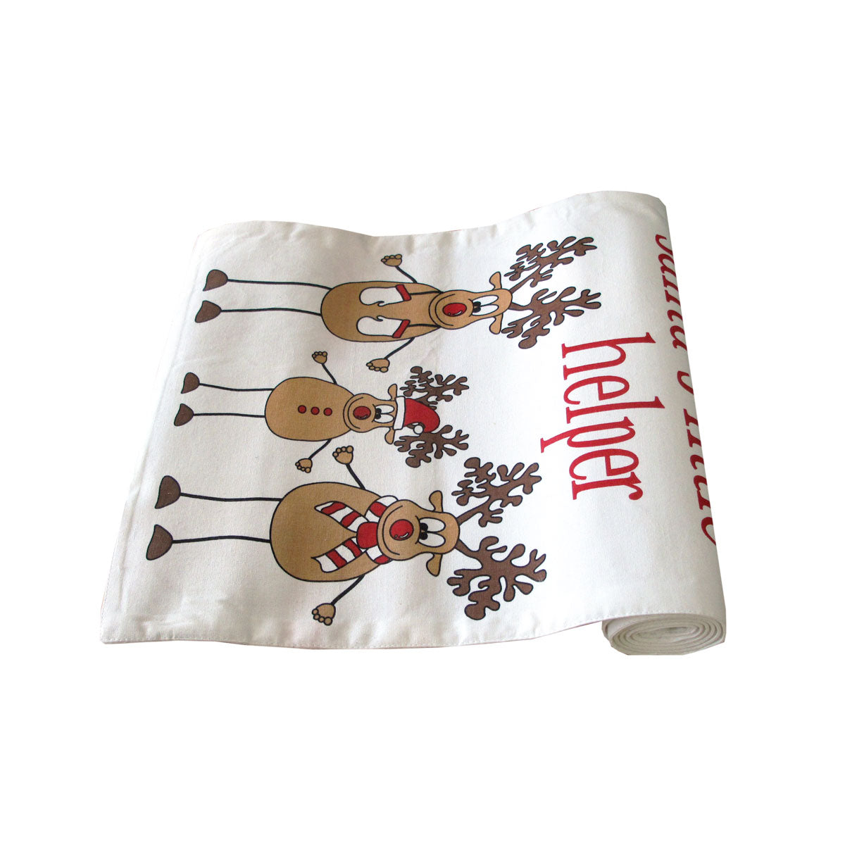 Santa's Little Helper Cotton Table Runner 33 x 180 cm - Reindeer Print Design - SuperSaverAU - view 1