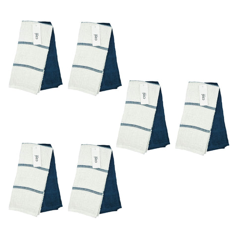 Rosa Navy Set of 12 Cotton Rich Terry Tea Towels 42x62cm - Absorbent & Elegant - SuperSaverAU - view 1
