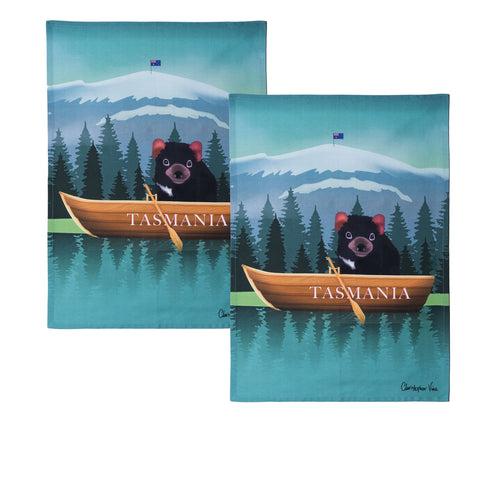 IDC Homewares Set of 2 Christopher Vine Design 100% Cotton Tea Towels 50 x 70 cm - SuperSaverAU - view 1