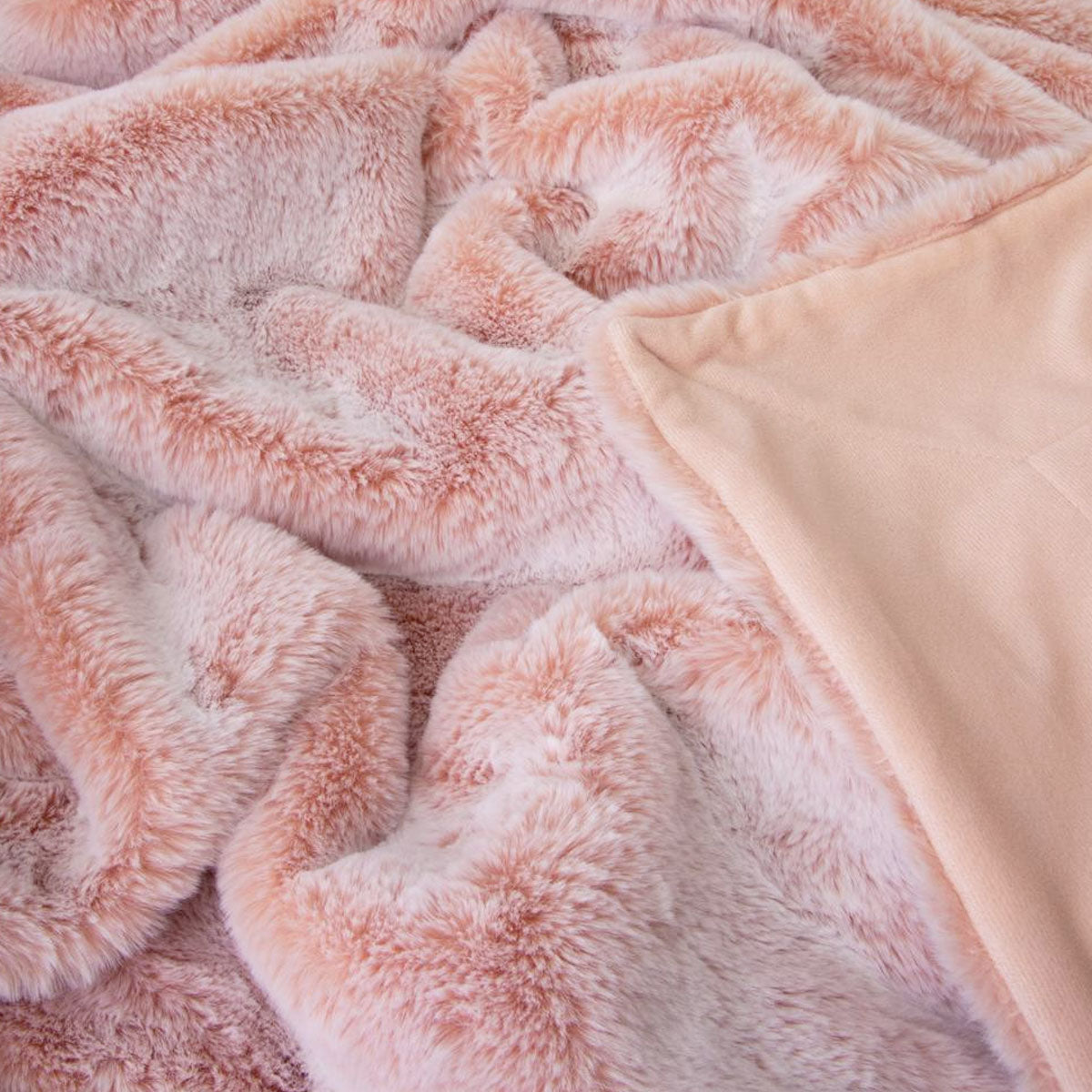 J Elliot Home Faux Fur Throw Rug 130 x 160cm - Soft Pink, Machine Washable - SuperSaverAU - view 2