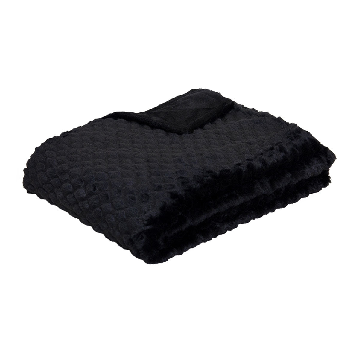 J Elliot Home Azariah Plush Throw 130x160cm Faux Fur Black - SuperSaverAU - view 1