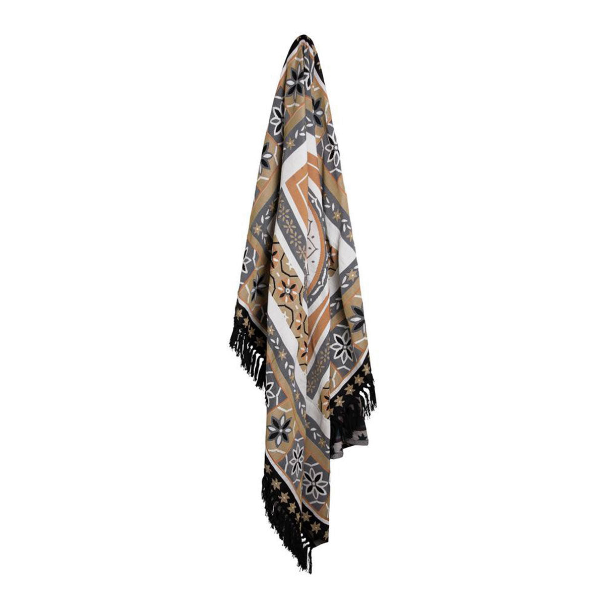J Elliot Home Kasbah Luxury Fringe Throw 130 x 160cm Black - Versatile Design - SuperSaverAU - view 1