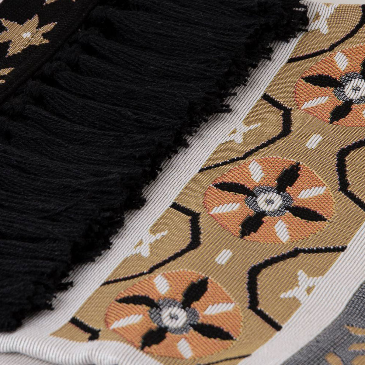 J Elliot Home Kasbah Luxury Fringe Throw 130 x 160cm Black - Versatile Design - SuperSaverAU - view 3
