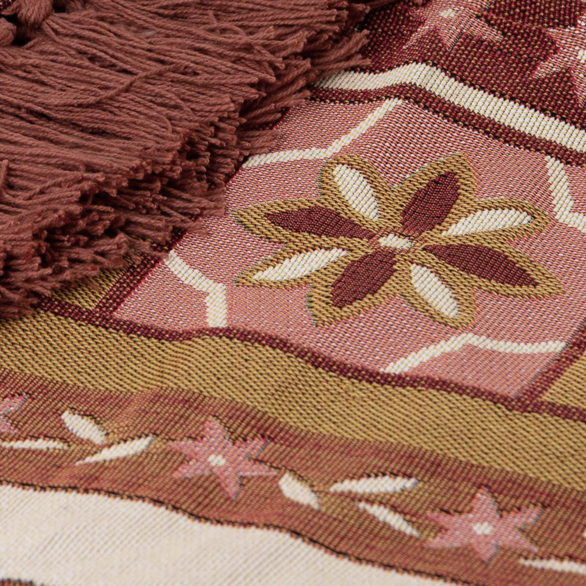 J Elliot Home Kasbah Luxury Fringe Throw 130 x 160cm - Pink, Versatile Design - SuperSaverAU - view 2
