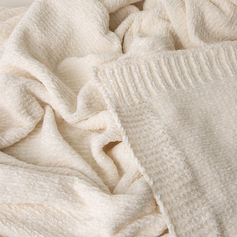 J Elliot Home Leslie Chenille Throw 130 x 160 cm - Soft Touch Polyester, Ivory - SuperSaverAU - view 1