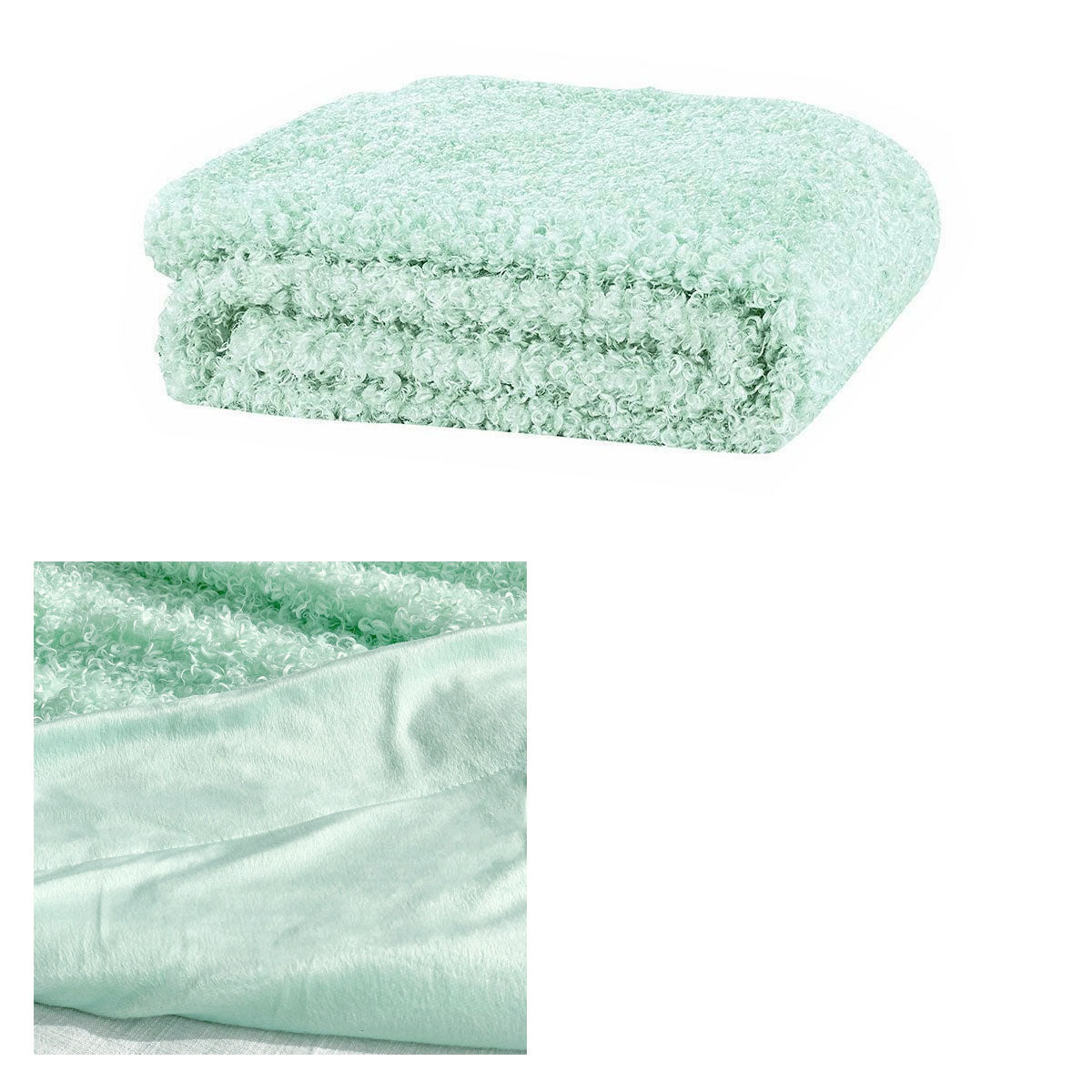 J.elliot Faux Sheep Fur Throw Rug 130 x 160 cm - Soft Polyester, Mint - SuperSaverAU - view 1