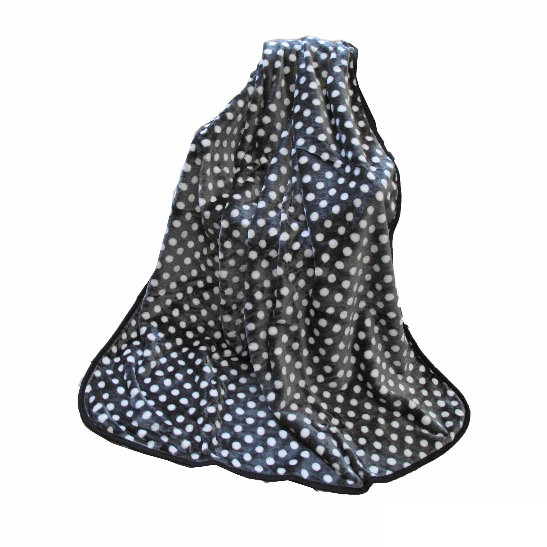 IDC Homewares Extra Large Mink Throw Rug Polka Dots 150 x 200 cm Grey - SuperSaverAU - view 1