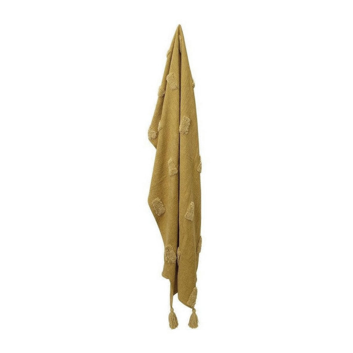 J Elliot Home Quinn 100% Cotton Textured Throw 130 x 160 cm with Tassels - Ochre - SuperSaverAU - view 1
