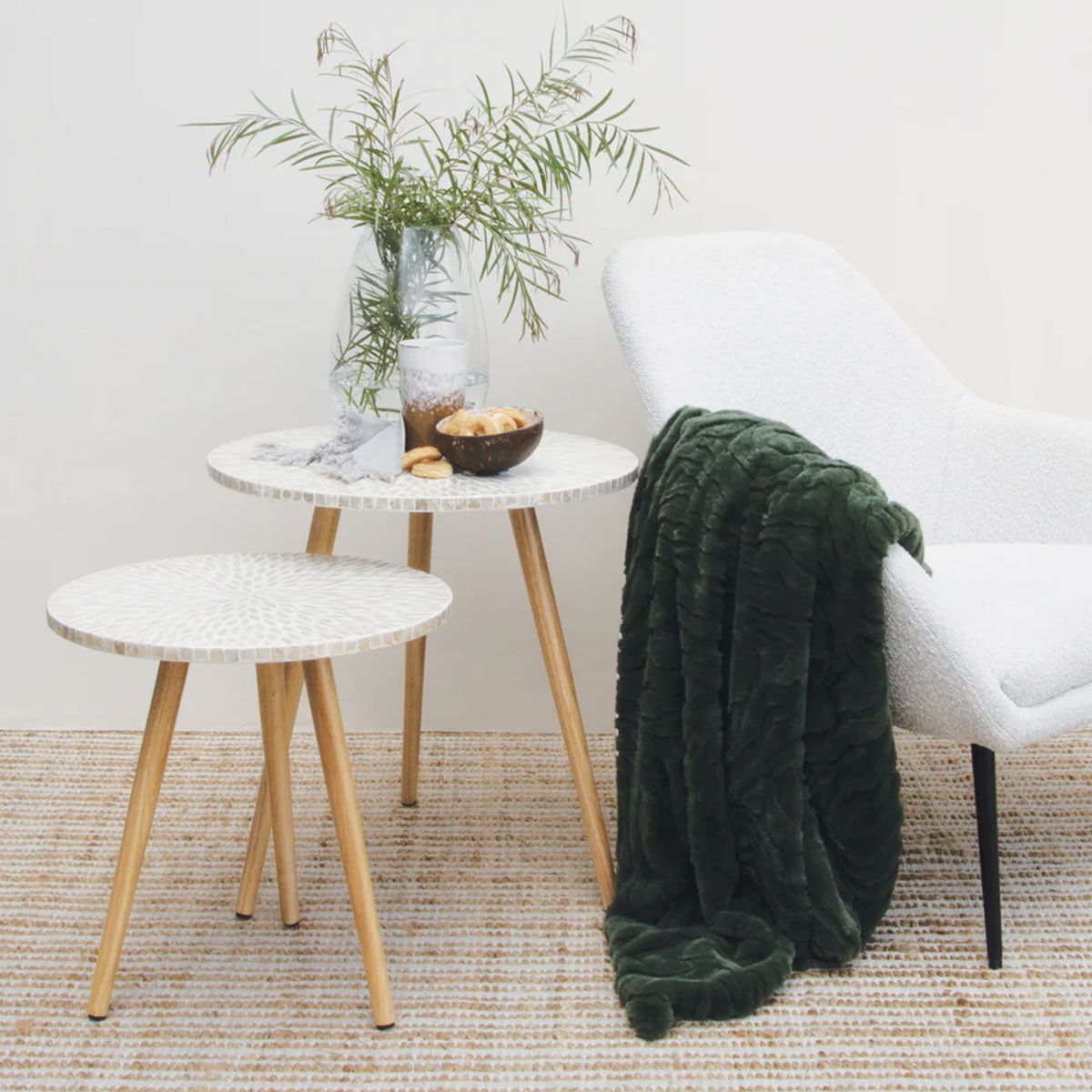 J Elliot Home Rita Wave Design Embossed Throw Rug 130 x 160cm - Sea Kelp - SuperSaverAU - view 2
