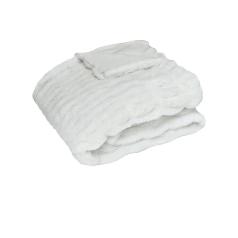 J Elliot Home Skyler Faux Fur Throw Rug 130 x 160cm - Ivory, Machine Washable - SuperSaverAU - view 1