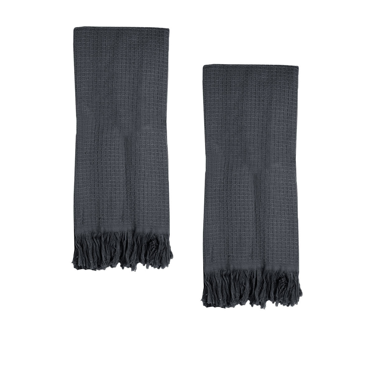 J Elliot Home 400GSM Camila Set of 2 Cotton Waffle Hand Towels 45 x 65 cm Coal - SuperSaverAU - view 1