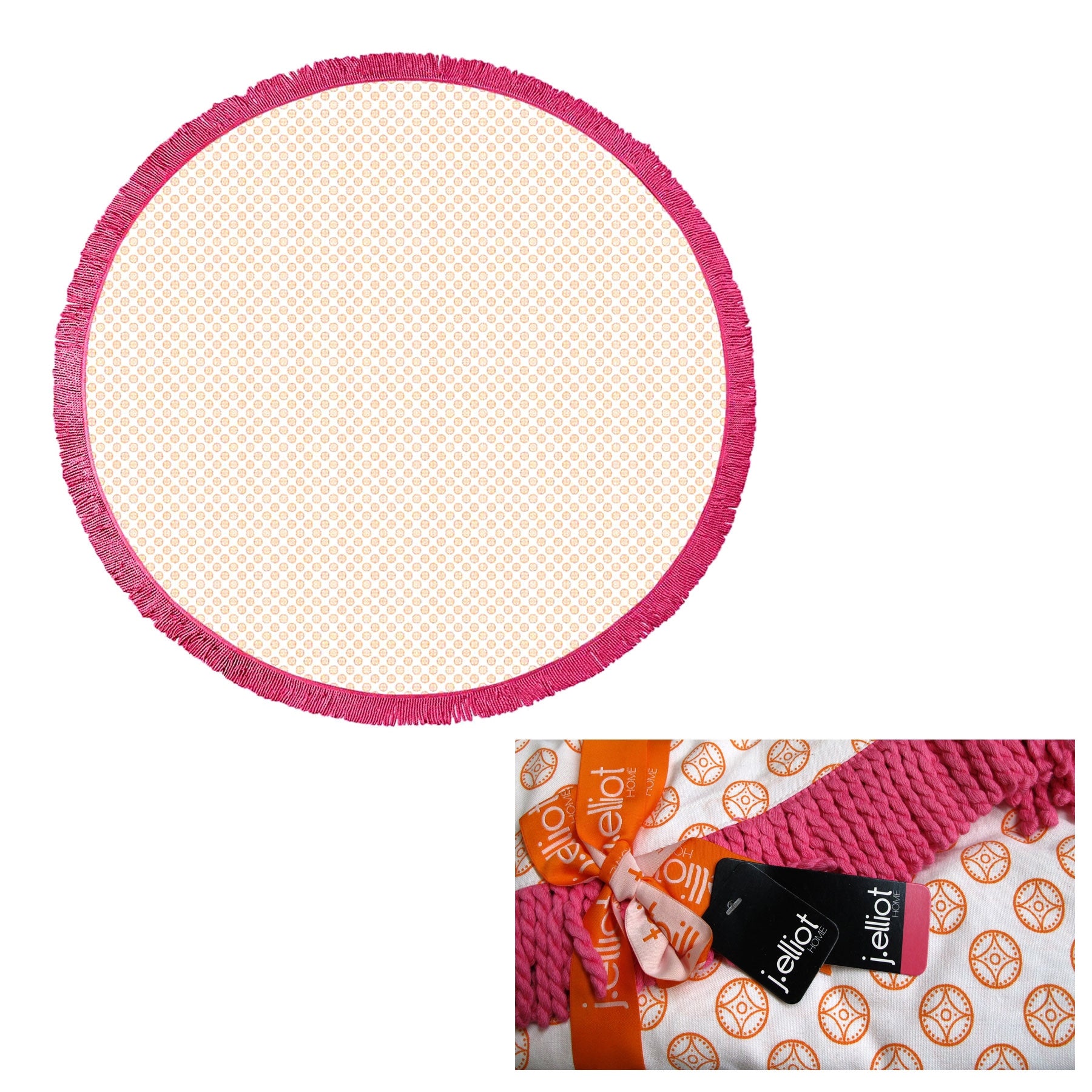 J.Elliot Home Koel Round Cotton Turkish Towel 150cm Diameter Orange/Pink - SuperSaverAU - view 1