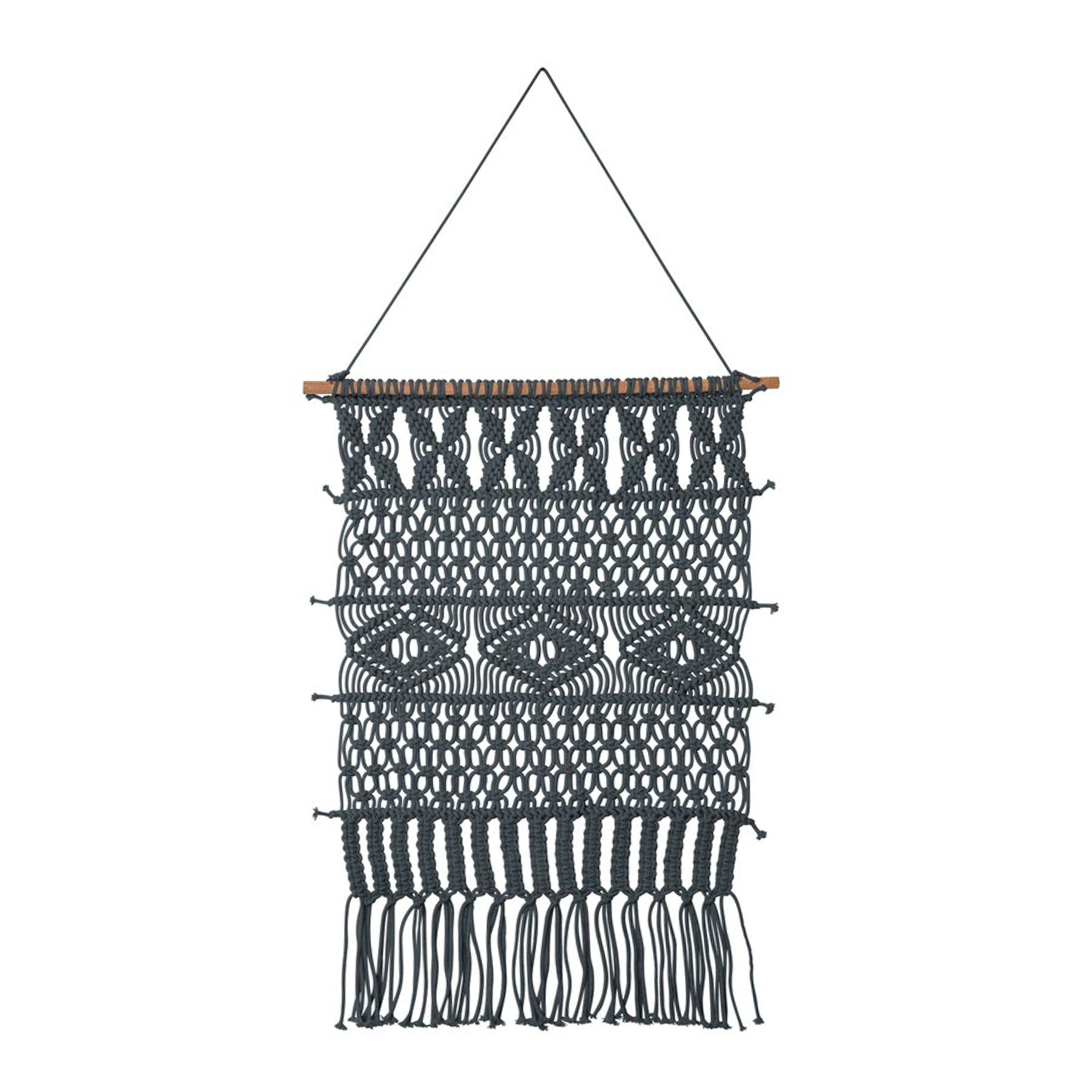J.Elliot Home Charcoal Knitted Wall Hanging 45 x 65 cm - Handmade Cotton Decor - SuperSaverAU - view 1
