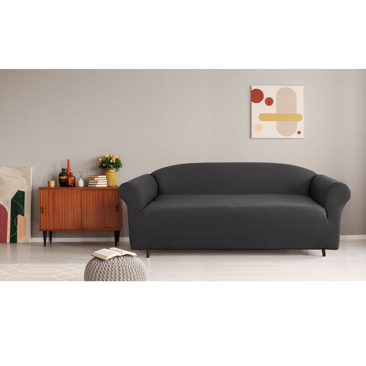 Elan Couch Cover Steel Three Seater Extra-Stretch with Diamond Pattern - SuperSaverAU - view 1