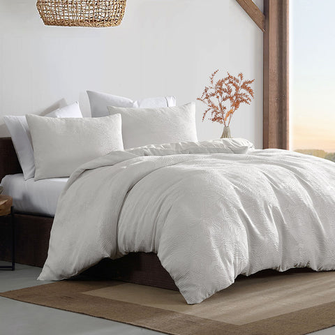 Ardor Avena White Floral Jacquard Quilt Cover Set – Queen