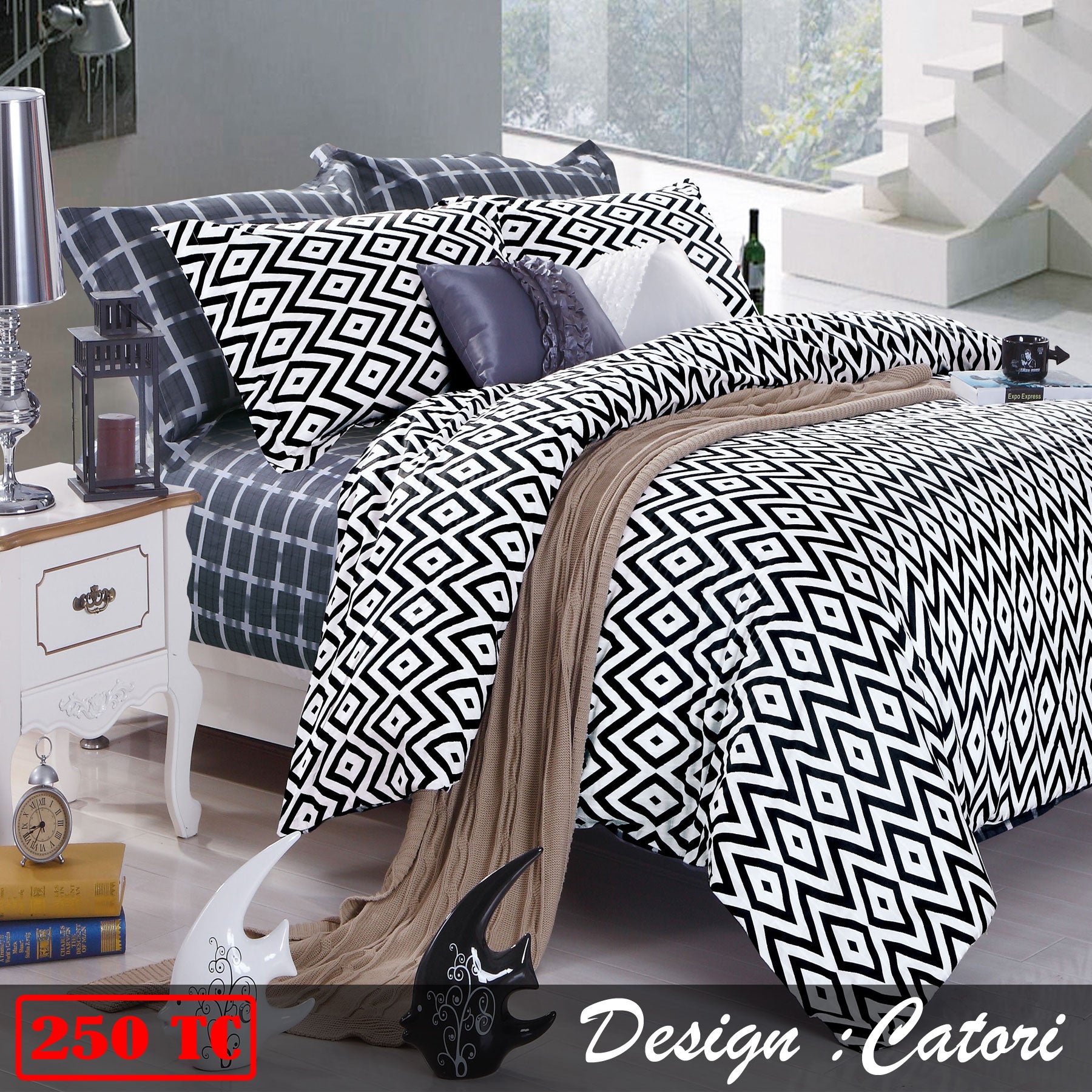 Ardor Cotton Quilt Cover Set Catori 250TC QUEEN - Contemporary Print Designs - SuperSaverAU - view 2