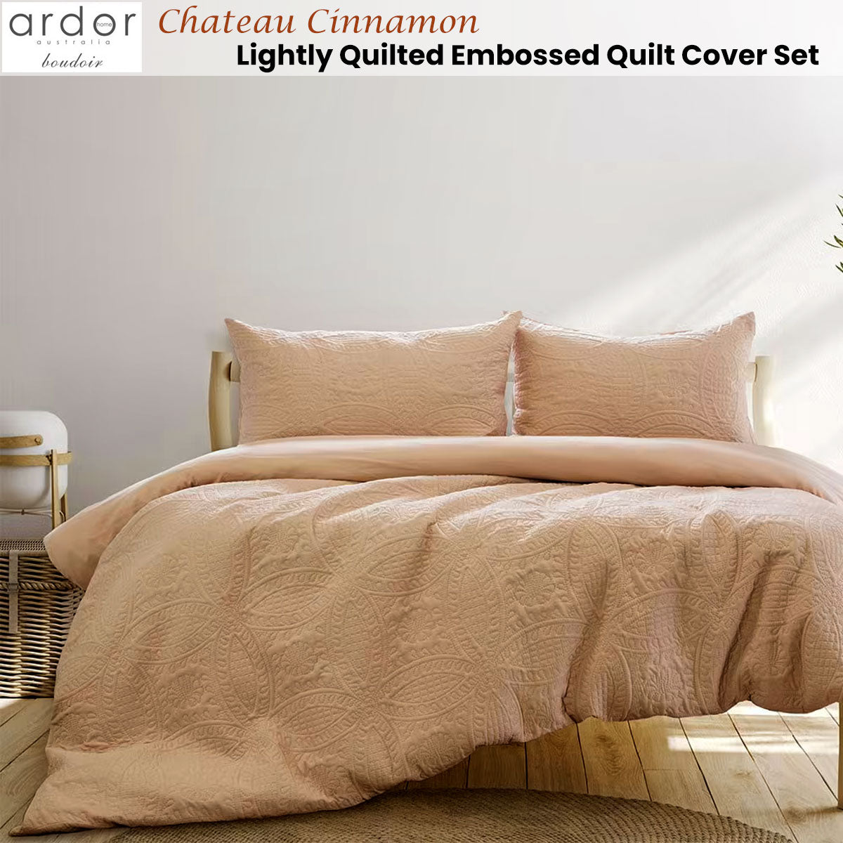 Ardor Chateau Cinnamon Embossed Quilt Cover Set King - Quilted, Lightweight - SuperSaverAU - view 1