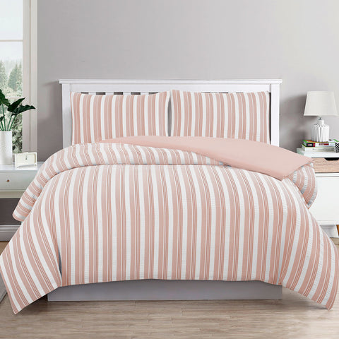 Ardor Seersucker Waffle Quilt Cover Set Double - Cove Rose Dust (Peach) - SuperSaverAU - view 1